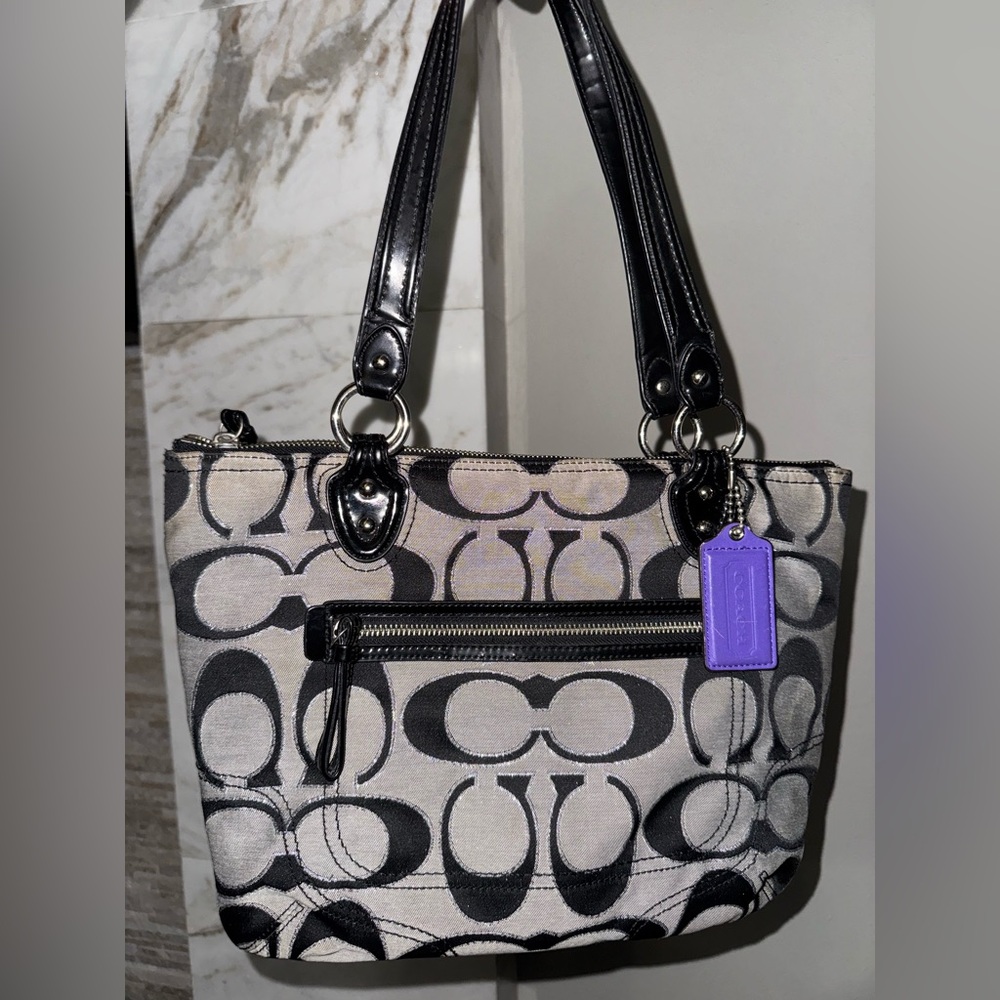 Coach Black and Gray Signature Tote Bag